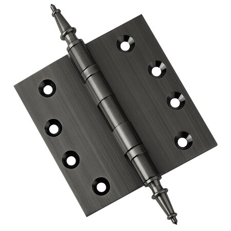 Embassy 4-1/2 x 4-1/2 Solid Brass Hinge, Pewter Finish with Steeple Tips 4545BBUS17AS-1